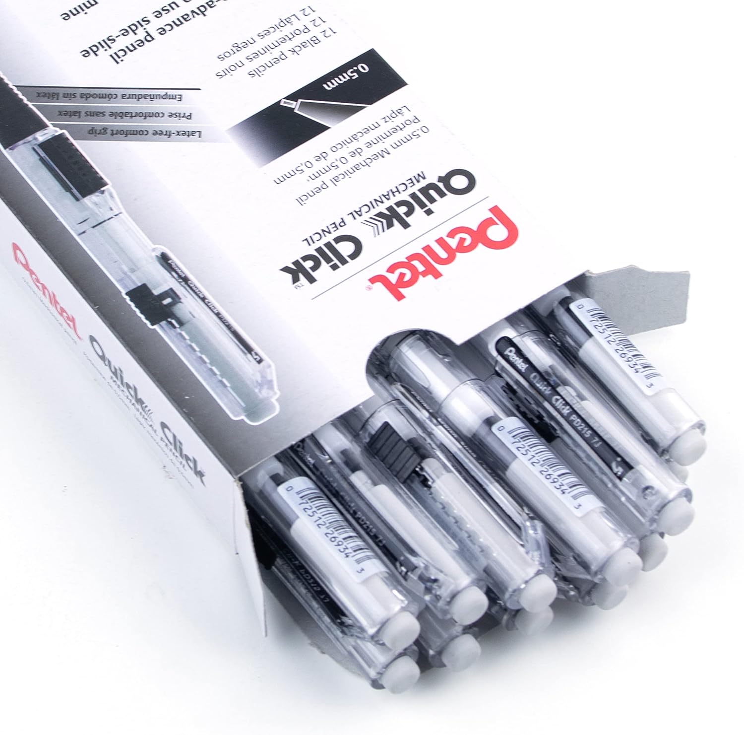 Portaminas Pentel Quick Click, Negro Paquete de 12