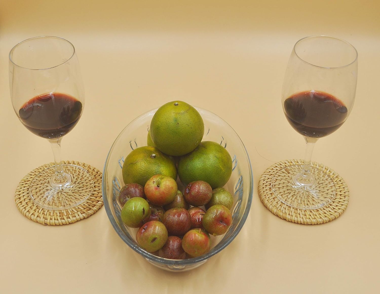 Juego de 6 posavasos de ratán tejidos a mano con soporte, platos base y platos aislados, ollas calientes aisladas, accesorios de cocina para sala y