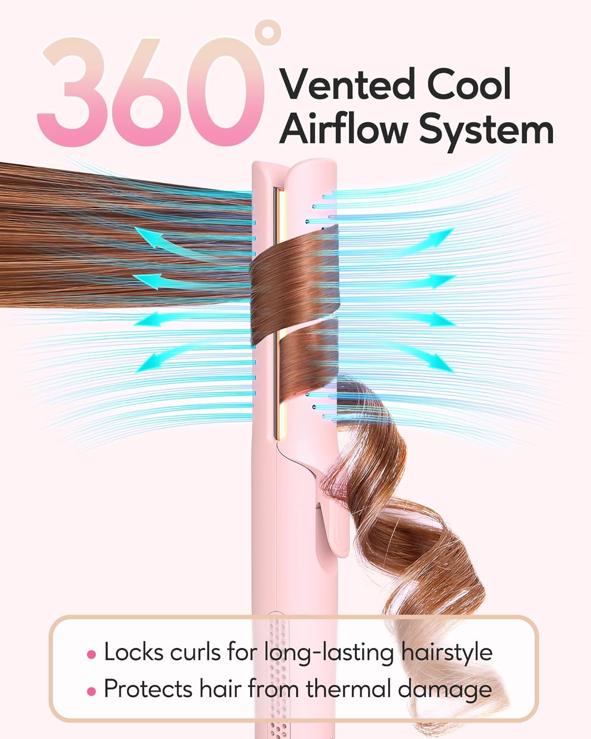 VAVOOV Pro Airflow Styler – Plancha rizadora con aire fresco ventilado de 360 para rizos de larga duración, alisador y rizador de pelo de 1 pulgada