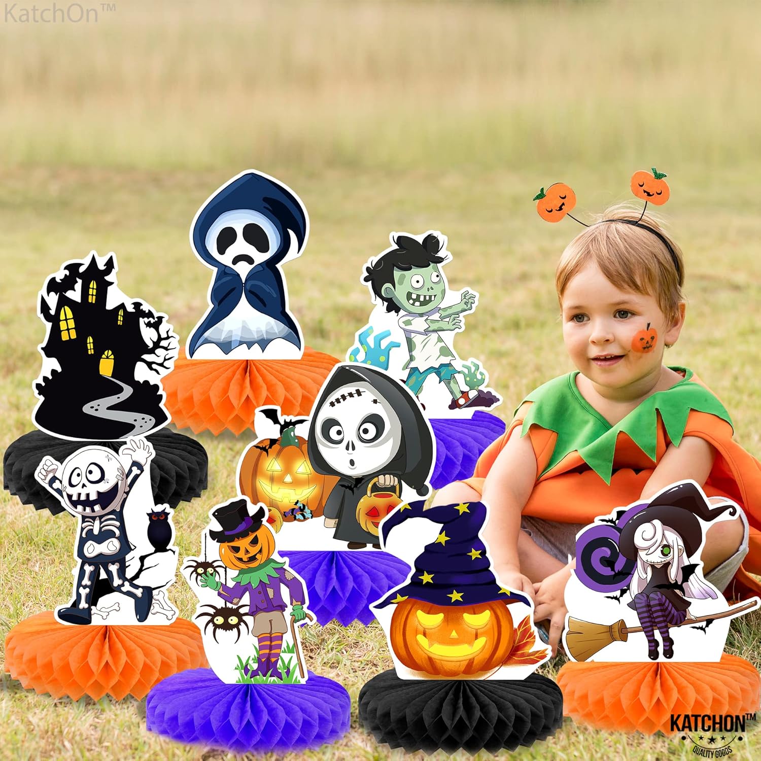 KatchOn, Centros de mesa de Halloween para mesas, paquete de 8, centro de mesa espeluznante de Halloween para decoraciones de mesa de Halloween,