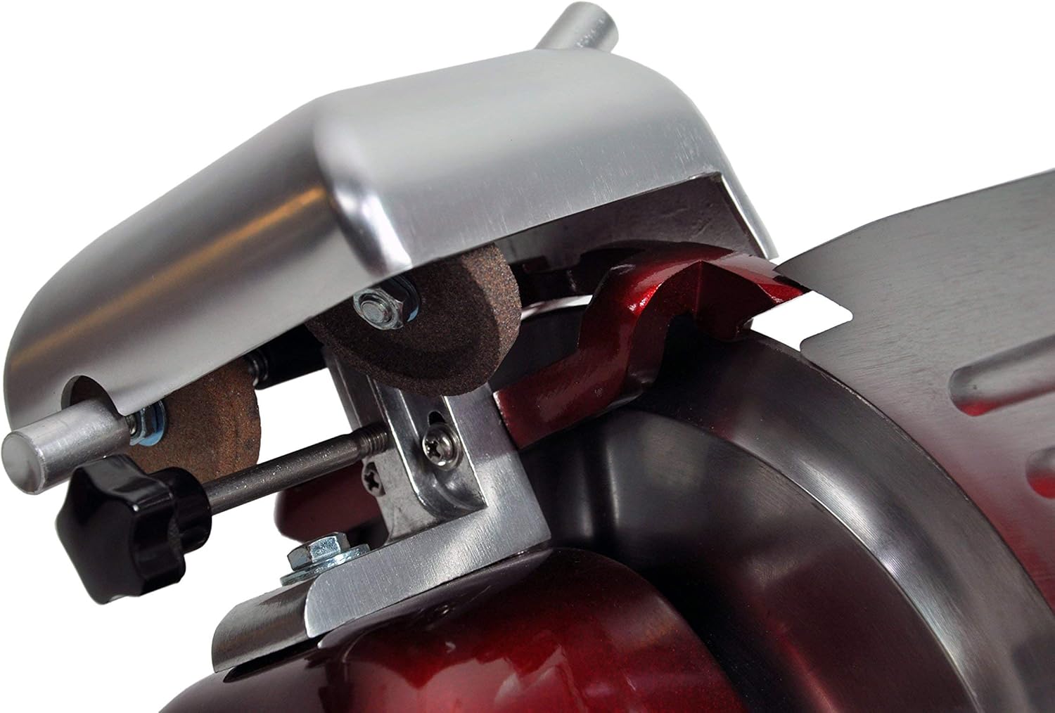 KWS MS-10XT Premium – Cortadora eléctrica de carne de 320 W, de 10 pulgadas, color rojo con hoja de teflón no pegajosa, carne congelada,
