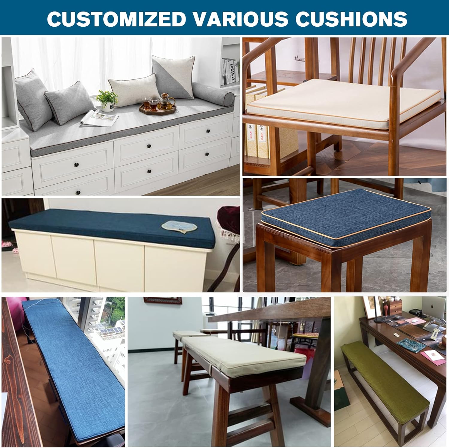 Cojín de asiento de banco de tamaño personalizado, cojín de asiento de patio para muebles, cojín para interiores y exteriores, inserto de espuma de