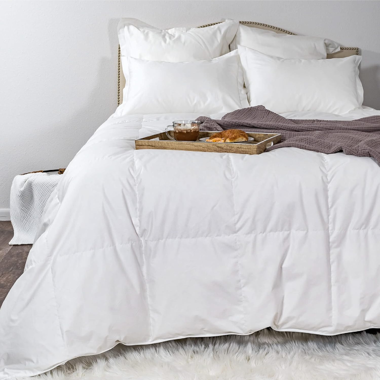 Ameridown Extra Warmth Elite – Edredón de plumón 600 con accesorios cosidos en las esquinas, cama individual o larga, color blanco