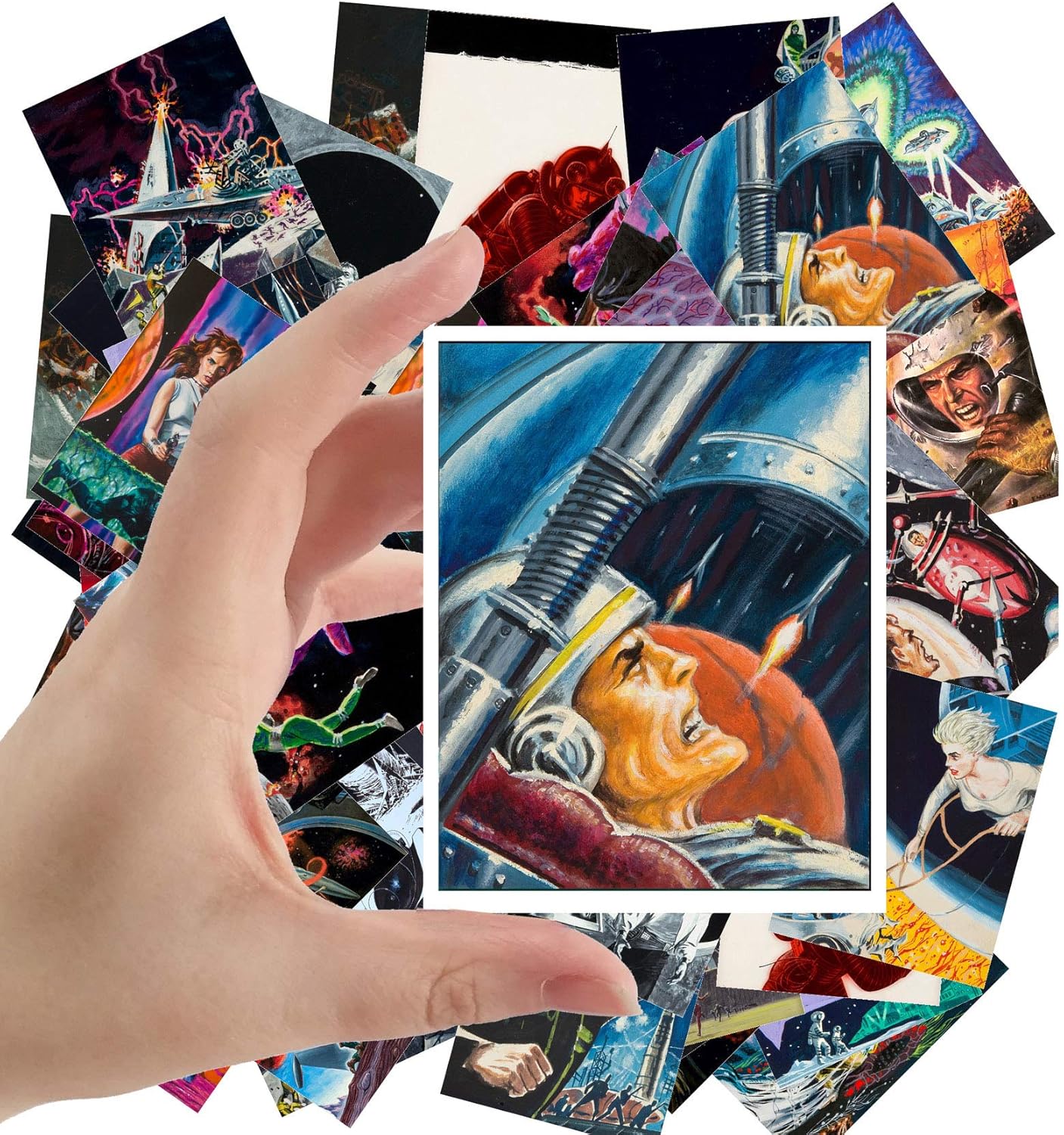 Calcomanías grandes (24 piezas de 2.5 x 3.5 pulgadas) SciFi Vintage Comic Book Art Fiction
