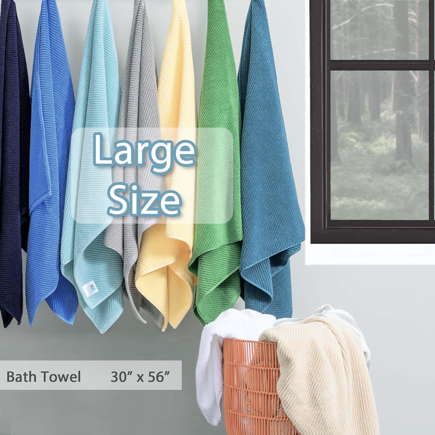 VOOVA & MOVAS Toallas de baño verdes, juego de regalo de lujo de 4 piezas, grandes de 30 x 56 pulgadas, 100% algodón, gruesas, suaves, de secado
