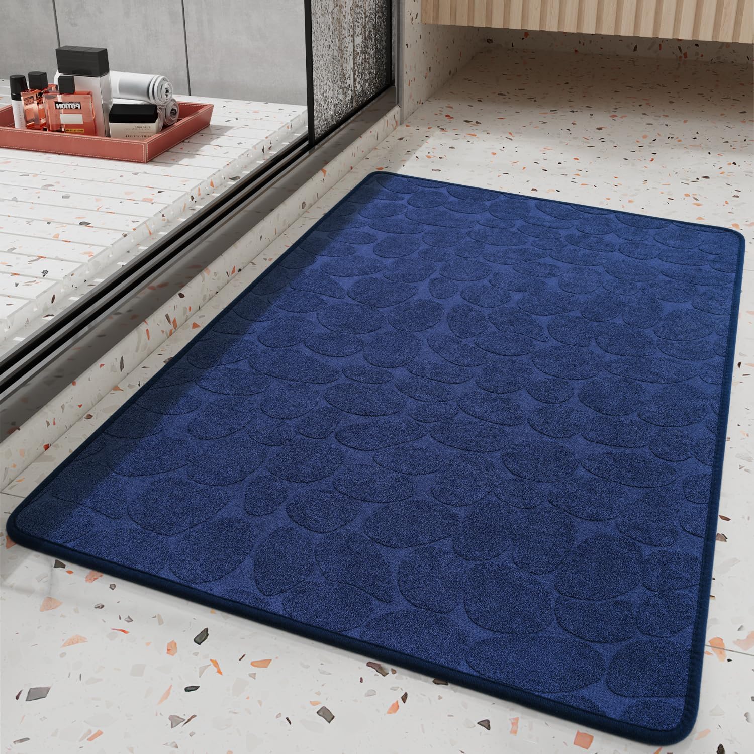 COCOER Tapete de baño antideslizante, súper absorbente, lavable para baño con parte trasera de goma, tapetes de baño finos para debajo de la puerta,