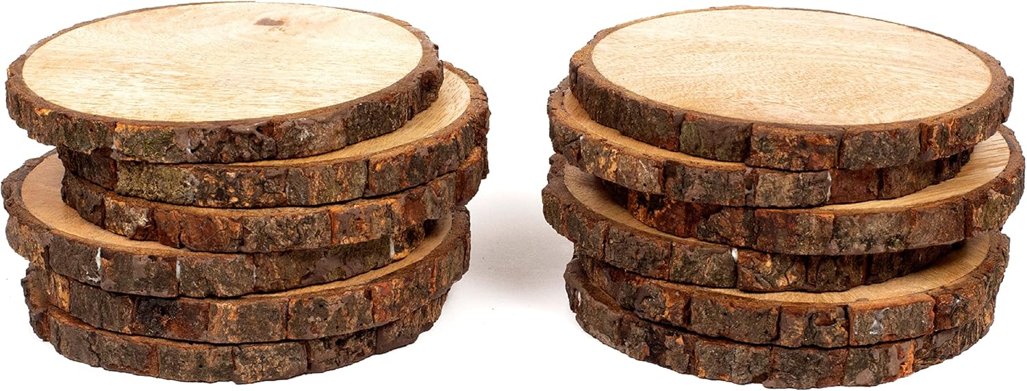 Alpha Living Home Juego de 12 posavasos de madera para protección de mesa, posavasos para exteriores, juego de 12 posavasos rectangulares para