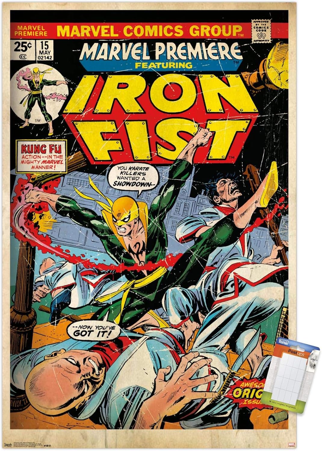 Trends International Marvel Comics-Iron Fist-Premiere Cover #15 – Póster de pared, 22.375 x 34 pulgadas, paquete de póster y montaje prémium