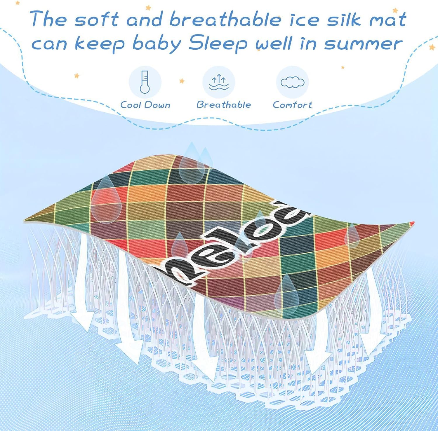 Protector de colchón cuadrado colorido personalizado para cuna, para niños y niñas, tapete de seda de hielo, sábanas de cama para niños pequeños,