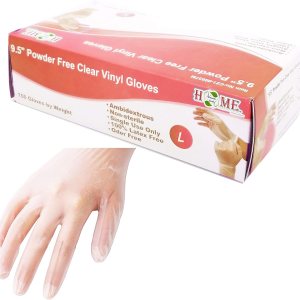 UNIWARE 100 guantes de vinilo transparente de 9.5 pulgadas, de un solo uso, sin polvo, guantes desechables, ambidiestros, no estériles, sin látex y UNIWARE 100 guantes de vinilo transparente de 9.5 pulgadas, de un solo uso, sin polvo, guantes desechables, ambidiestros, no estériles, sin látex y