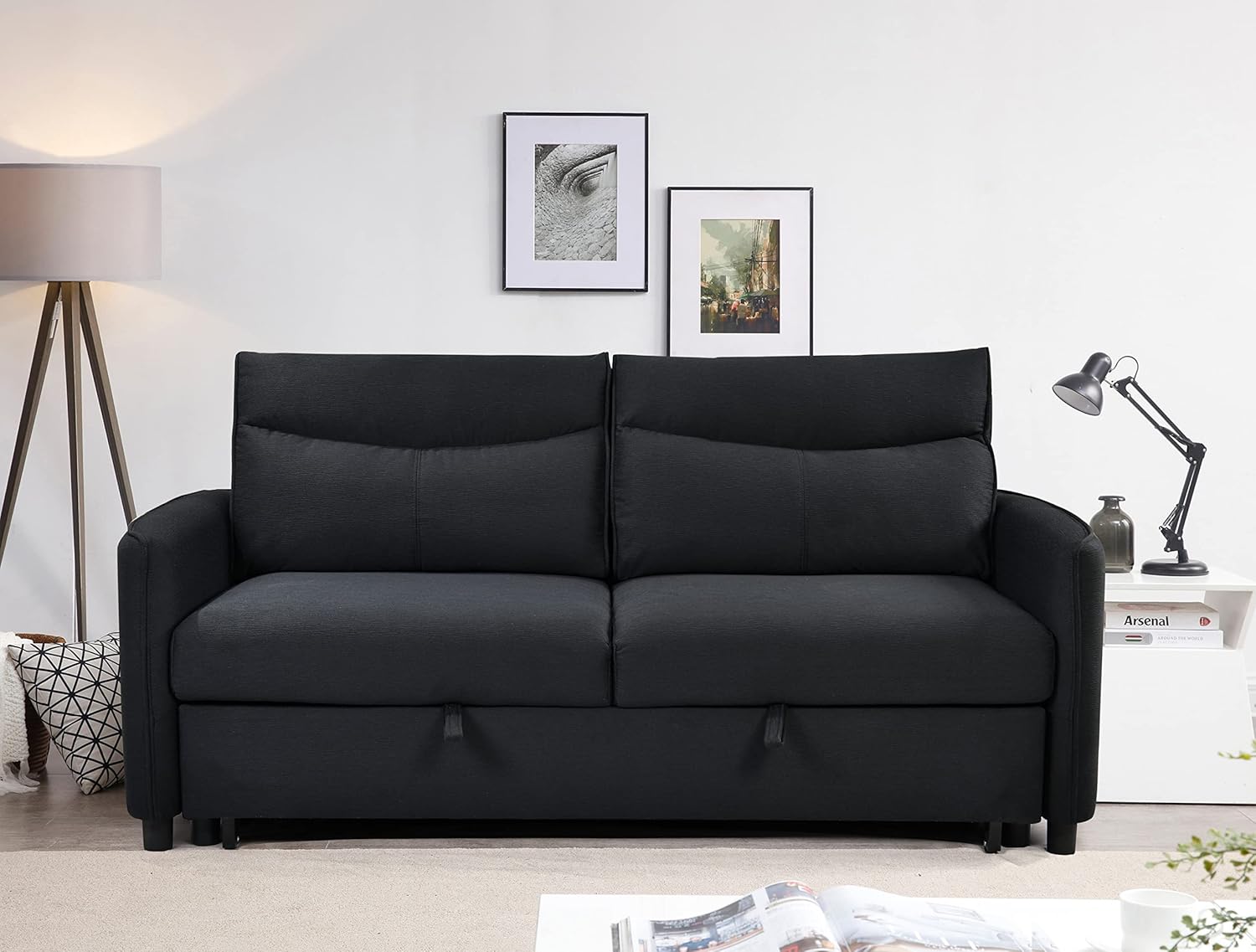 Eafurn Sofá biplaza futón con cama extraíble, tapizado 3 en 1, sofá cama convertible reclinable con respaldo ajustable, sofá cama Sofacama, tamaño