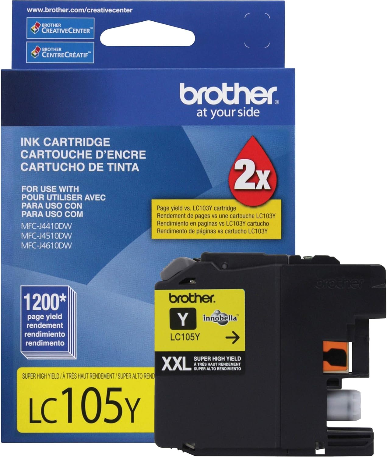 Cartucho de tinta de alto rendimiento para impresoras Brother., Amarillo