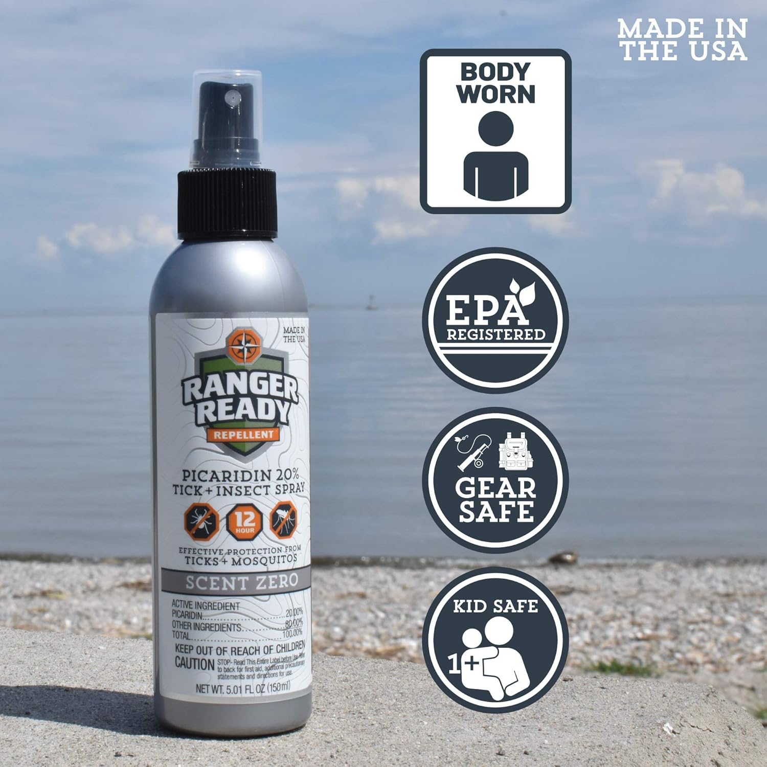 Ranger Ready con picaridina al 20% repelente de garrapatas y insectos, sin aroma, 5 oz. (Paquete de 3)