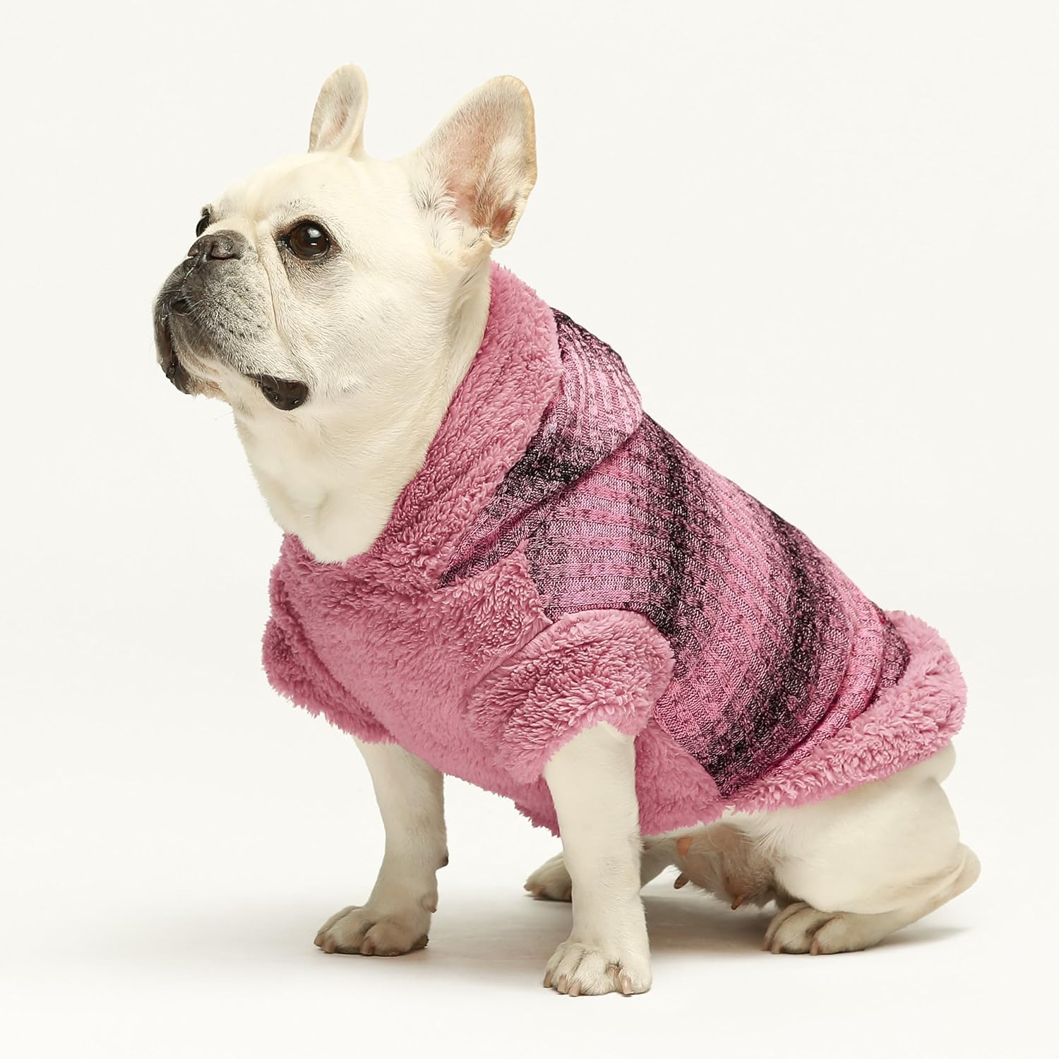 Fitwarm Suéter mullido para perro, ropa de invierno de punto para perros pequeños y niñas, atuendo con capucha para gatos y mascotas, rosa jaspeado,