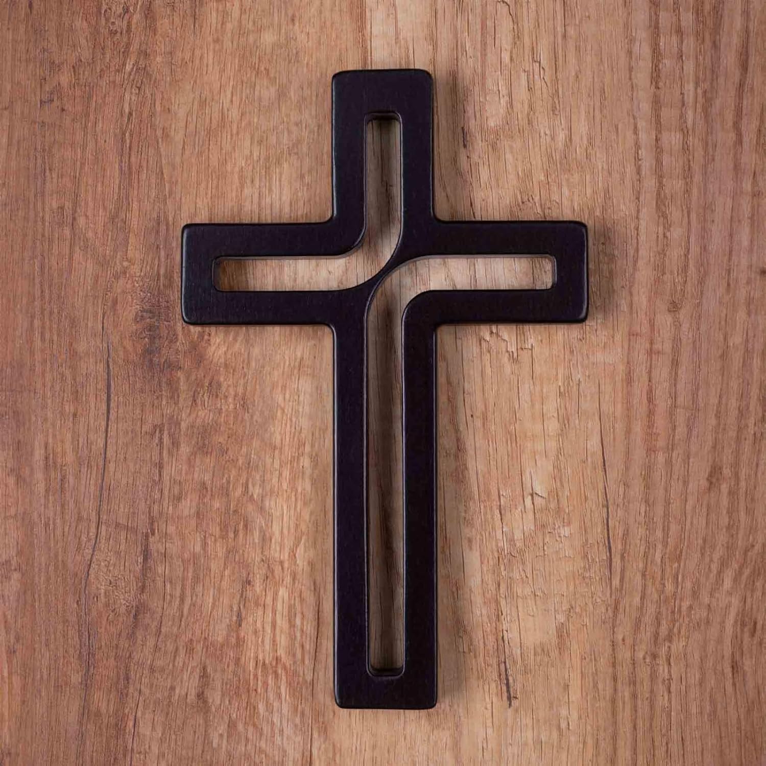 4Soul Cruz de pared  Cruz de madera para pared  Cruz decorativa para colgar  10 pulgadas y 12 pulgadas (negro, mediano 10 pulgadas)