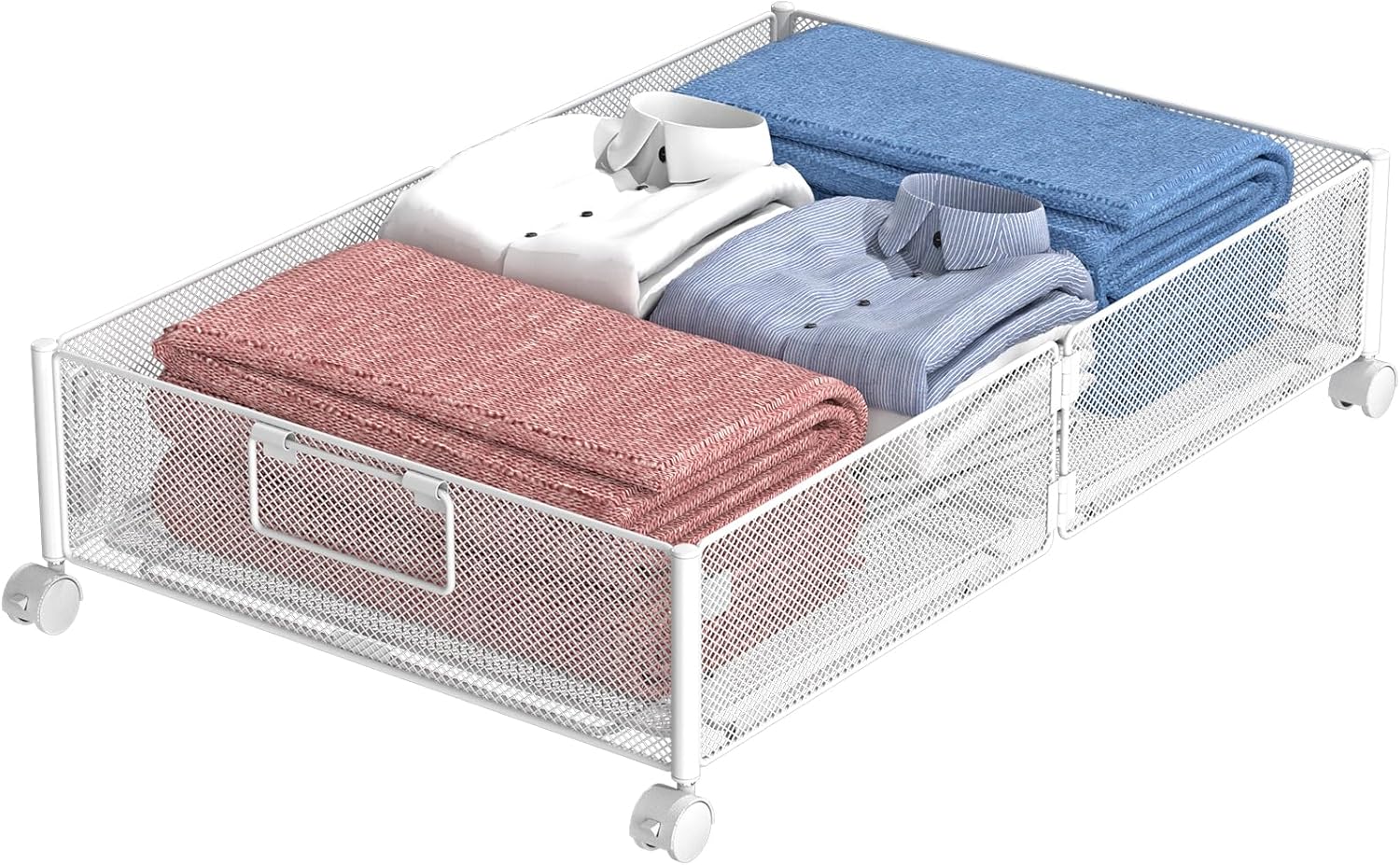 Contenedores de almacenamiento debajo de la cama, almacenamiento debajo de la cama con ruedas, organizador de zapatos debajo de la cama con asas,