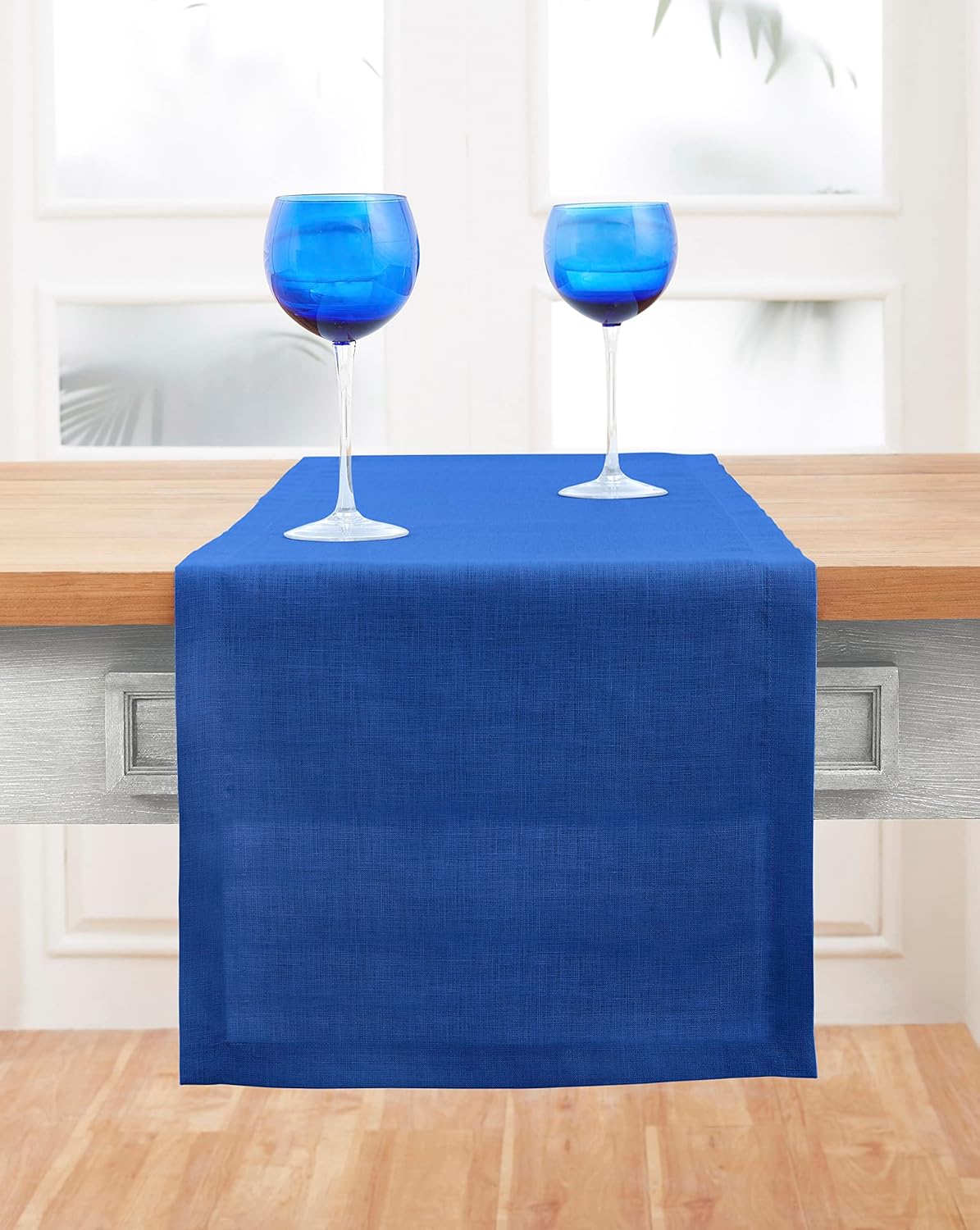 Solino Home Camino de mesa de lino azul real de 120 pulgadas de largo  100% lino puro de 14 x 120 pulgadas  Camino de mesa de comedor de granja para