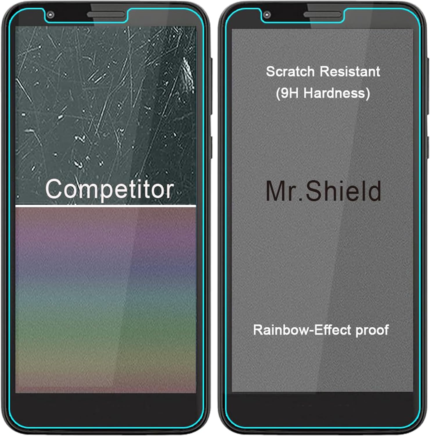 Mr.Shield Protector de pantalla diseñado para Motorola (Moto E6) vidrio templado paquete de 3 con reemplazo de por vida