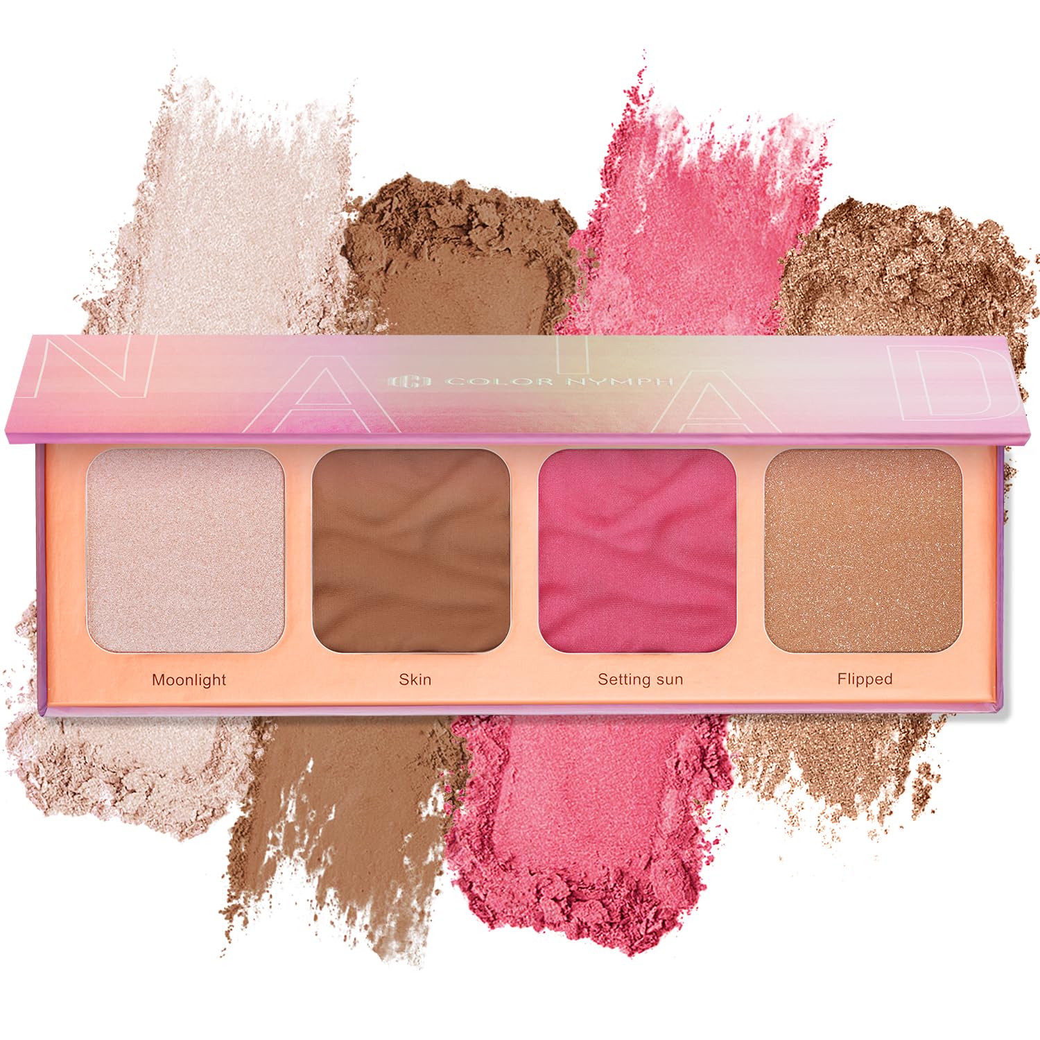 Kit de maquillaje de sombra de ojos para principiantes, adolescentes, juego de maquillaje en polvo incluido resaltador, rubor, polvo bronceador,