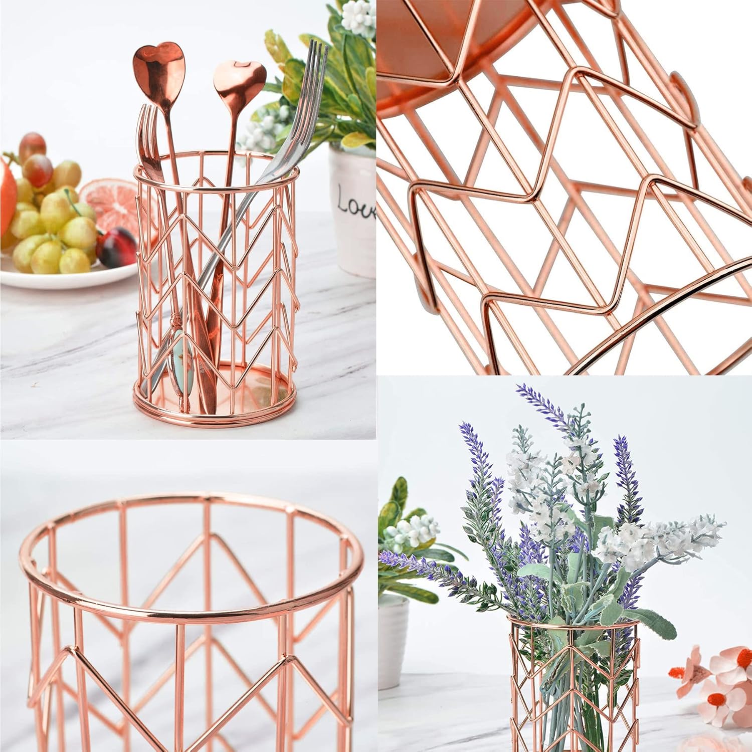 Soporte para lápices de malla metálica de alambre de oro rosa, soporte para brochas de maquillaje, organizador de bolígrafos, accesorios para