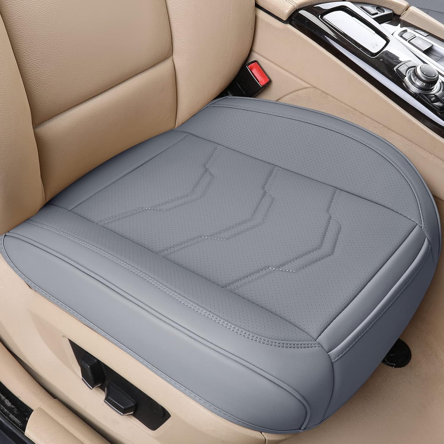 COCOVER 2 fundas de asiento delantero inferior de automóvil, protectores de piel sintética para asientos delanteros, cojines impermeables y
