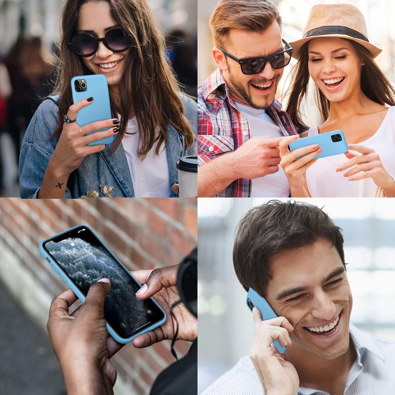 DTTO Funda compatible con iPhone 11 Pro Max, serie Romance, funda de silicona protección mejorada de cámara y pantalla con cojín de rejilla de panal