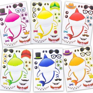 24 calcomanías Make A Shark para niños (tamaño grande de 8.5 x 11 pulgadas), ideales para recuerdos de fiesta de cumpleaños, decoraciones y premios, 24 calcomanías Make A Shark para niños (tamaño grande de 8.5 x 11 pulgadas), ideales para recuerdos de fiesta de cumpleaños, decoraciones y premios,