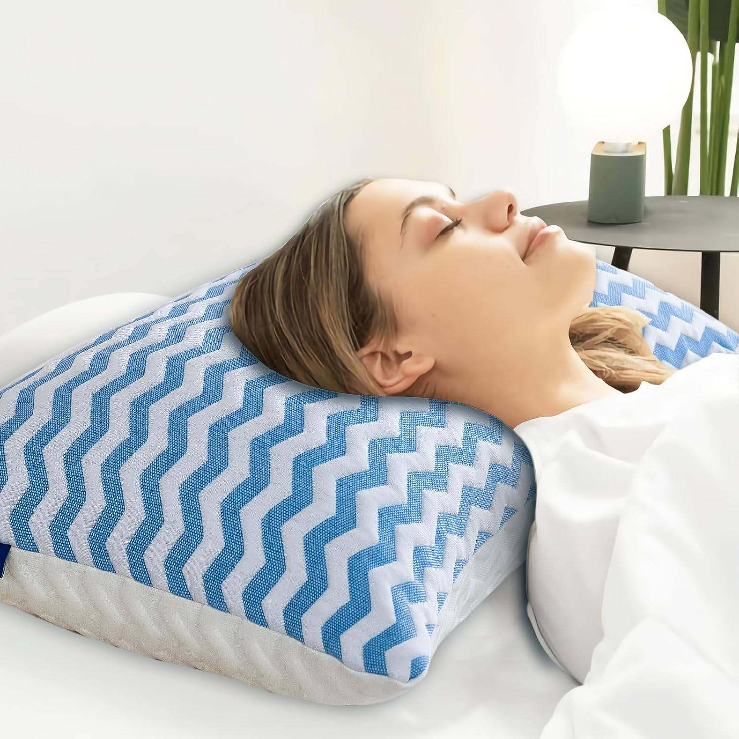 Almohadas de tamaño estándar  Almohada firme ajustable para dormir de espalda y de lado  Almohada de enfriamiento de espuma viscoelástica triturada
