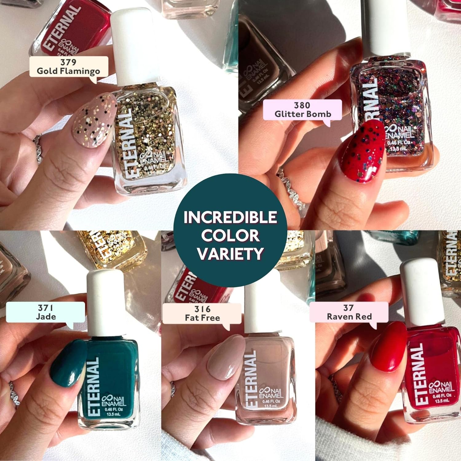 Eternal Juego de esmaltes de uñas con purpurina para mujer (CHEERS)  Juego de esmalte de uñas dorado para niñas  Kit de esmalte de uñas de larga