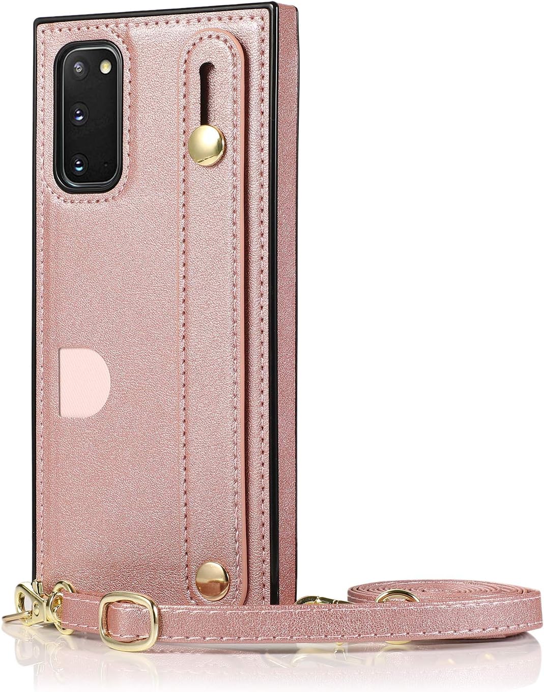Funda tipo cartera para Samsung Galaxy Note 20, correa de piel ajustable extraíble para tarjetas cruzadas, correa para el cuello, correa para el