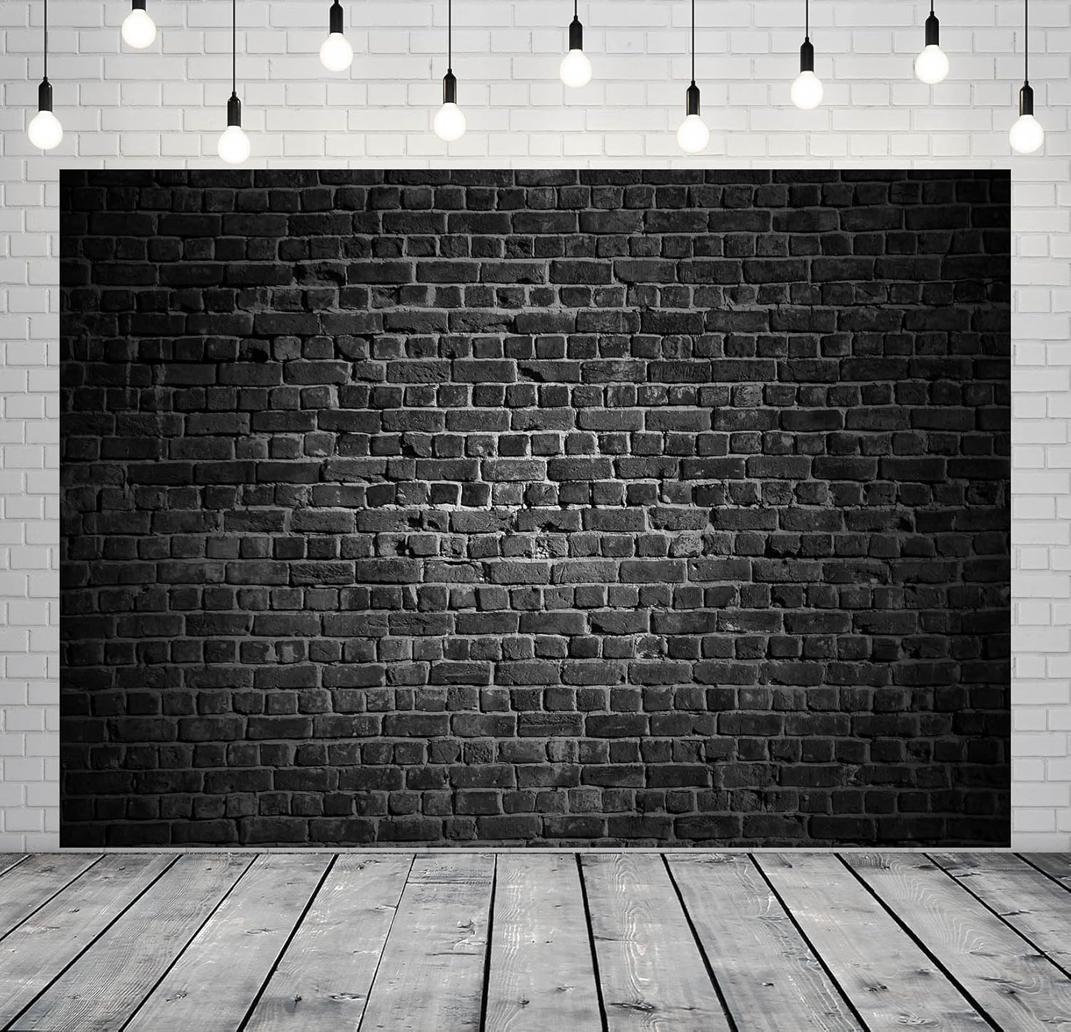 BELECO Telón de fondo de pared de ladrillo negro de tela de 7 x 5 pies, fondo de pared negro de ladrillo negro, decoración de fiesta temática de