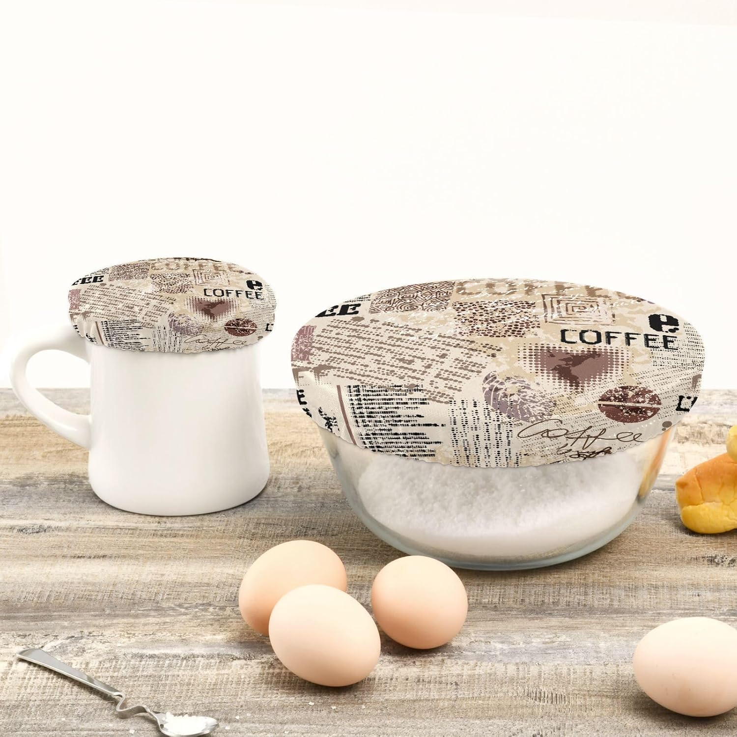 5 fundas elásticas reutilizables para tazones de café, para almacenamiento de alimentos, tapas de tela elástica con 5 tamaños diferentes,