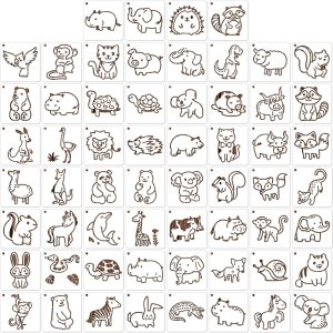 60 plantillas de pintura de animales lindos, plantillas de dibujo impermeables para bricolaje, tela de lona, decoración de pared, juego de arte, 60 plantillas de pintura de animales lindos, plantillas de dibujo impermeables para bricolaje, tela de lona, decoración de pared, juego de arte,