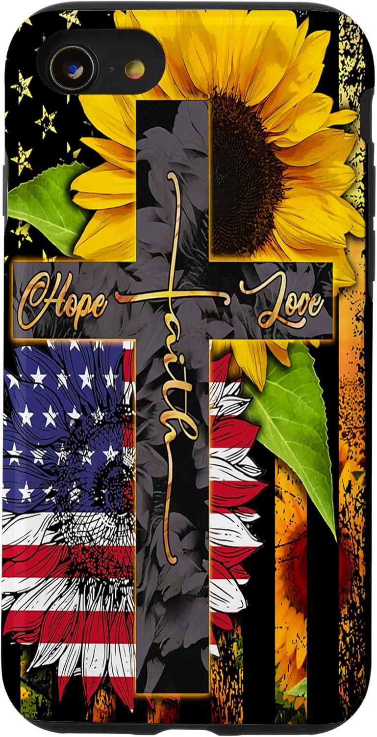 Funda para iPhone SE (2020)  7  8 Girasoles Fe Esperanza Amor Jesús Cruz Cristiano