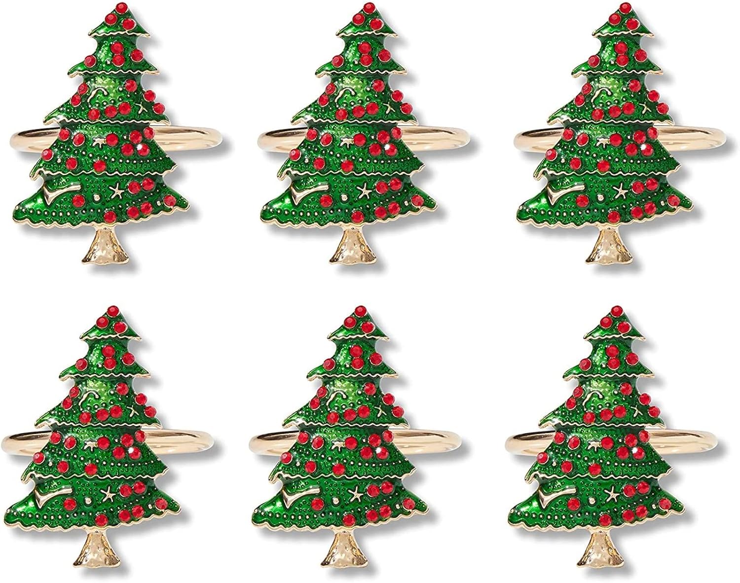 Farmlyn Creek Juego de servilleteros para árbol de Navidad, decoración del hogar (1 x 2 pulgadas, 6 unidades)