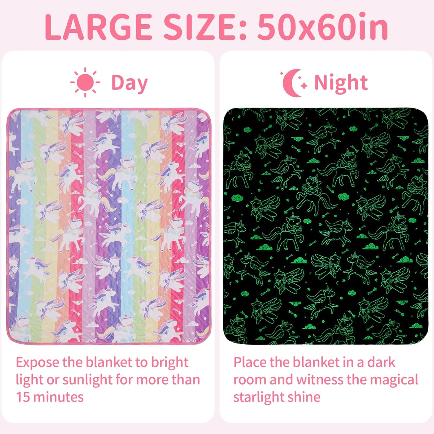 LIFEYJ Mantas refrescantes para durmientes acalorados, manta que brilla en la oscuridad, regalos de unicornios para niñas, Q-Max 0.4, manta fresca