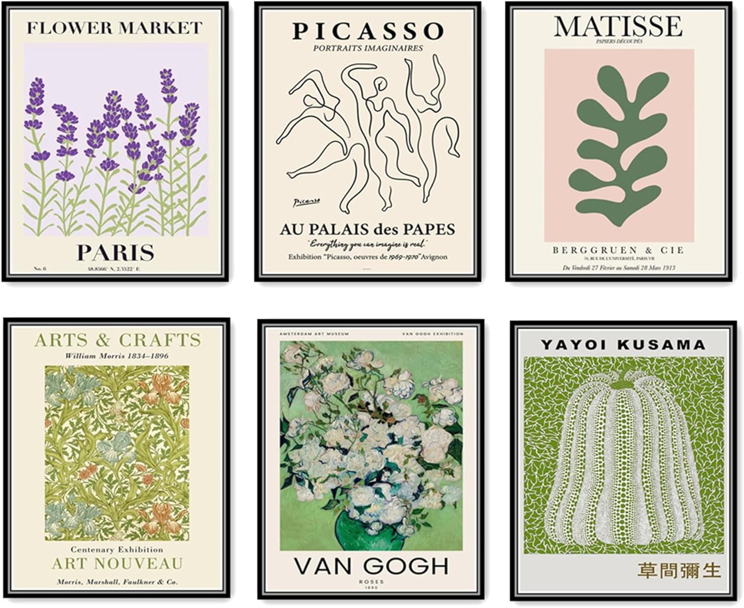 Pósteres de Matisse verde para estética de habitación, póster de pared retro de mercado de flores, decoración retro de habitación, impresiones