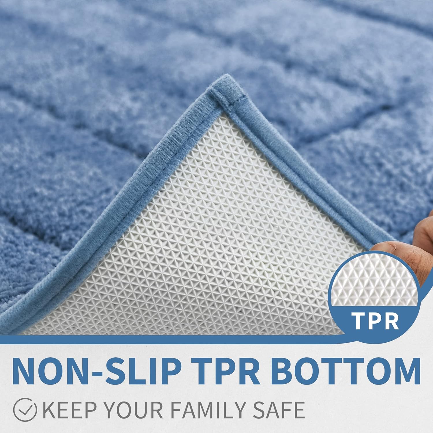 GRANNY SAYS Alfombras de baño azules antideslizantes, 20 x 32 pulgadas, alfombras de baño lavables y absorbentes para suelo de baño, alfombras de