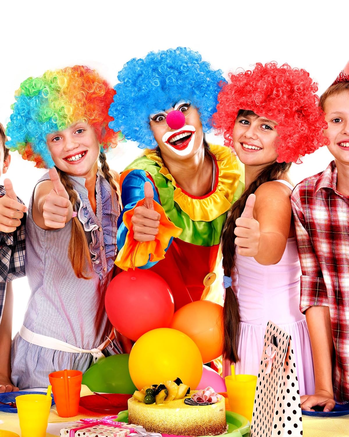 Paquete de 2 pelucas de payaso divertidas pelucas afro rizadas de payaso, peluca de arco iris, cabello loco, suministros de fiesta temática de