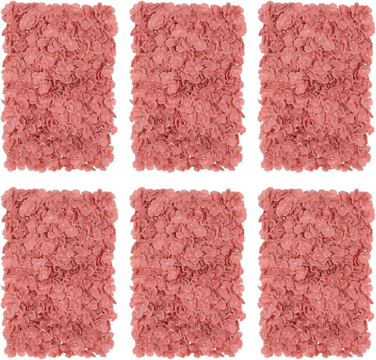 Decoración de fondo de panel de pared de flores fondo floral artificial de rosa polvorienta Blosmon para bodas, fiestas, baby shower, 6 piezas de