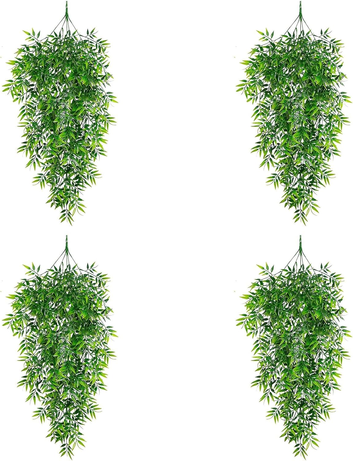 4 plantas artificiales colgantes de hiedra, helechos falsos, hojas de vid sintética, ratán para pared, interiores, cestas colgantes de boda, fiesta,
