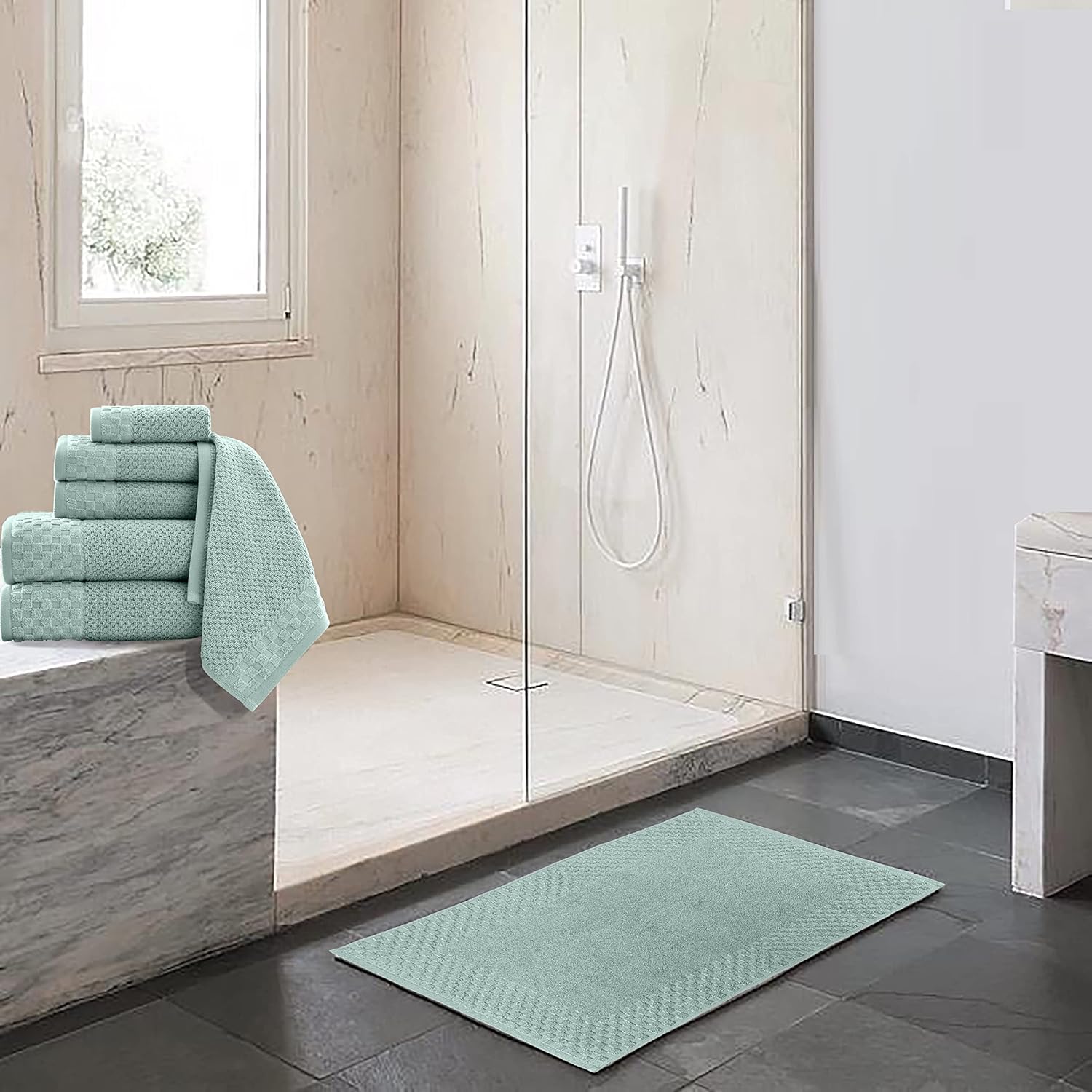 Classic Turkish Towels CTT – Juego de 2 alfombrillas de baño 100 % algodón turco, antideslizantes, cómodas y absorbentes, para hotel y spa, 20 x 34
