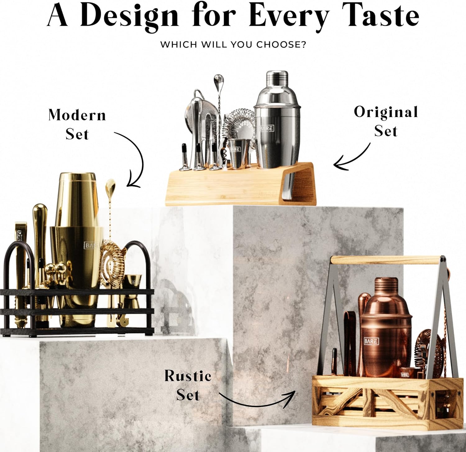 BARE BARREL Mixology Bartender Kit Bar Set  Juego de coctelera de Martini  Herramientas de mezcla de barware para el hogar  Carrito portátil rústico