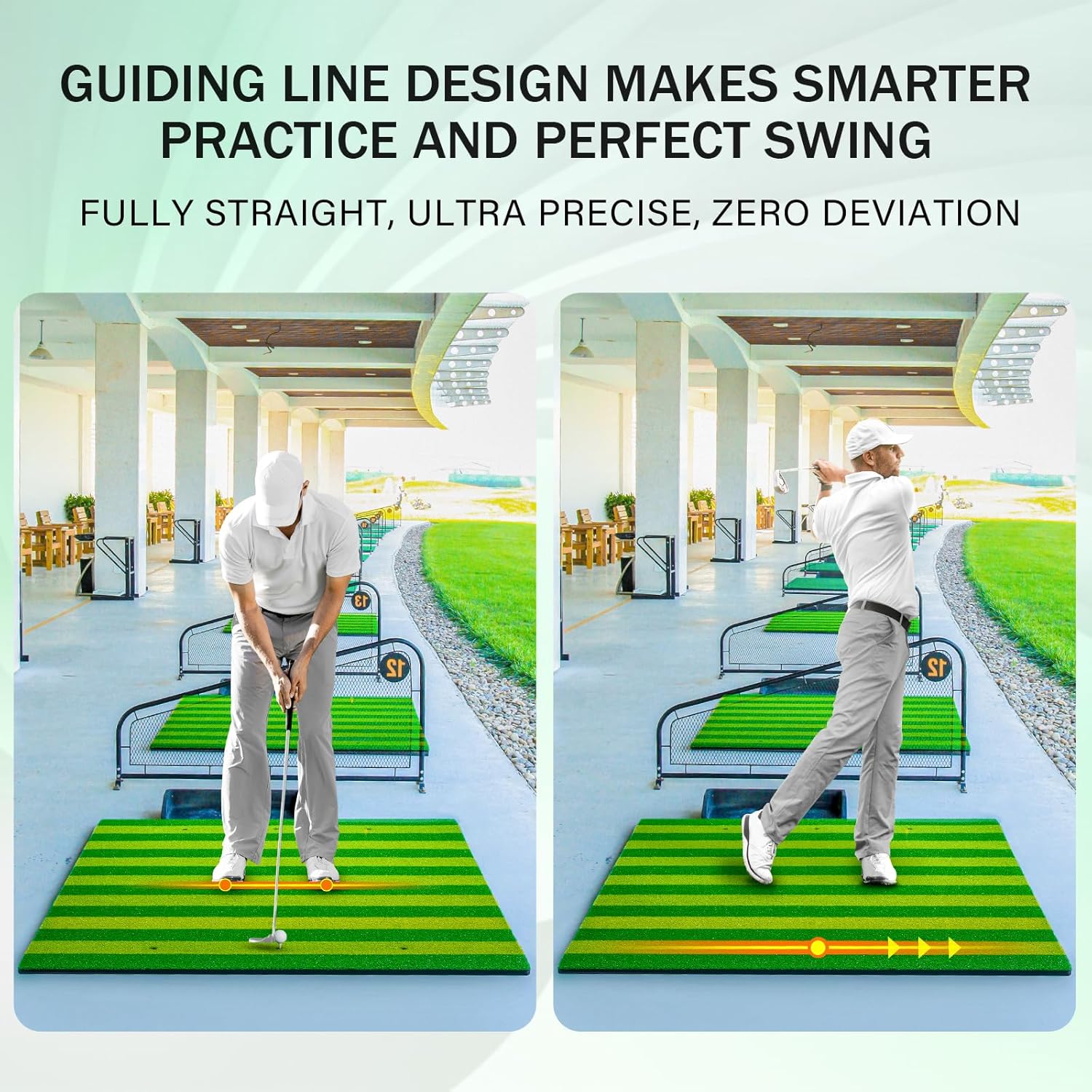Tapete de golf grueso de 5 x 4 pies, tapetes de golf para práctica en interiores y exteriores con alineación de guía de rayas, césped artificial