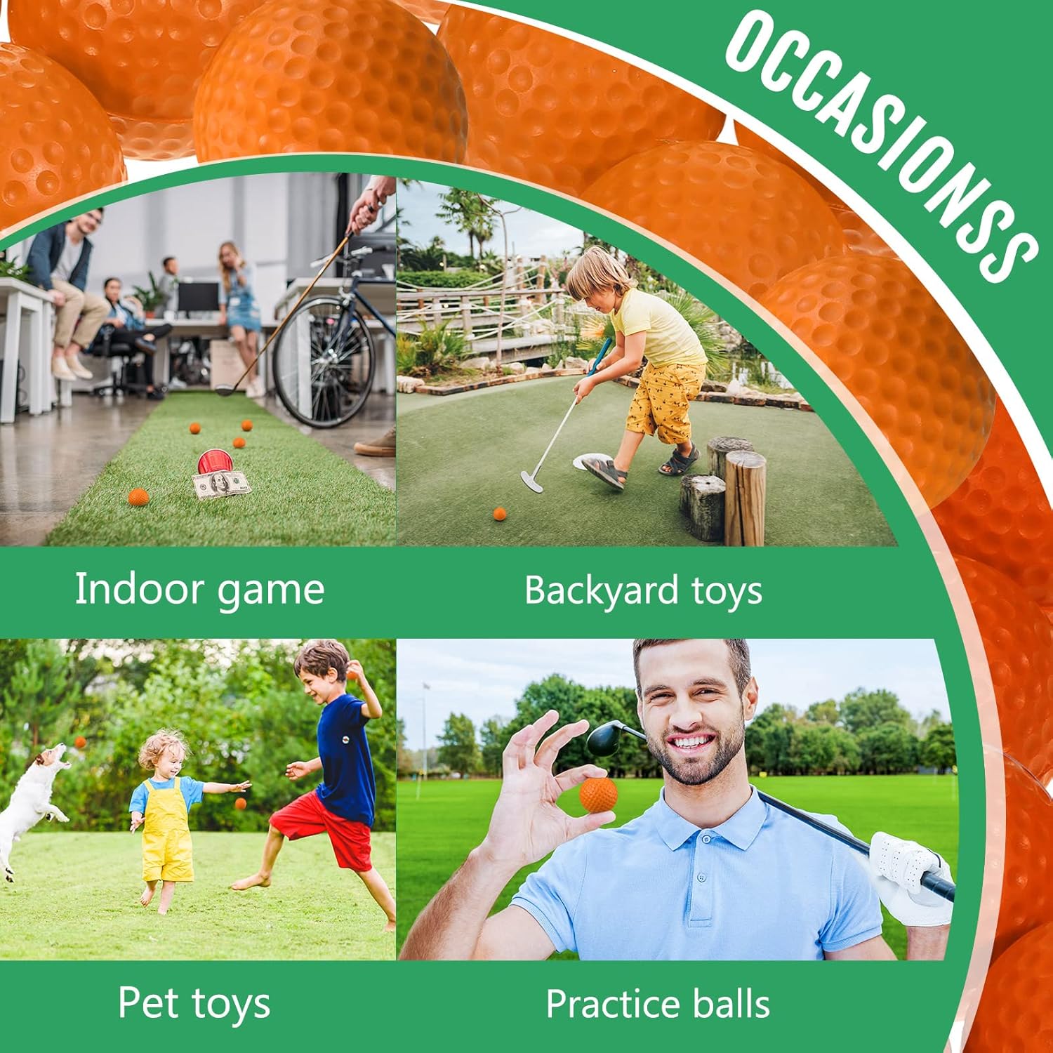 Junkin 80 pelotas de espuma para práctica de golf, sensación realista y entrenamiento de vuelo, pelotas de golf elásticas de espuma suave para