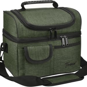 Tirrinia Bolsa de almuerzo aislada, a prueba de fugas, térmica Bento para mujeres y hombres, doble compartimento con correa para el hombro, 10.3 x Tirrinia Bolsa de almuerzo aislada, a prueba de fugas, térmica Bento para mujeres y hombres, doble compartimento con correa para el hombro, 10.3 x