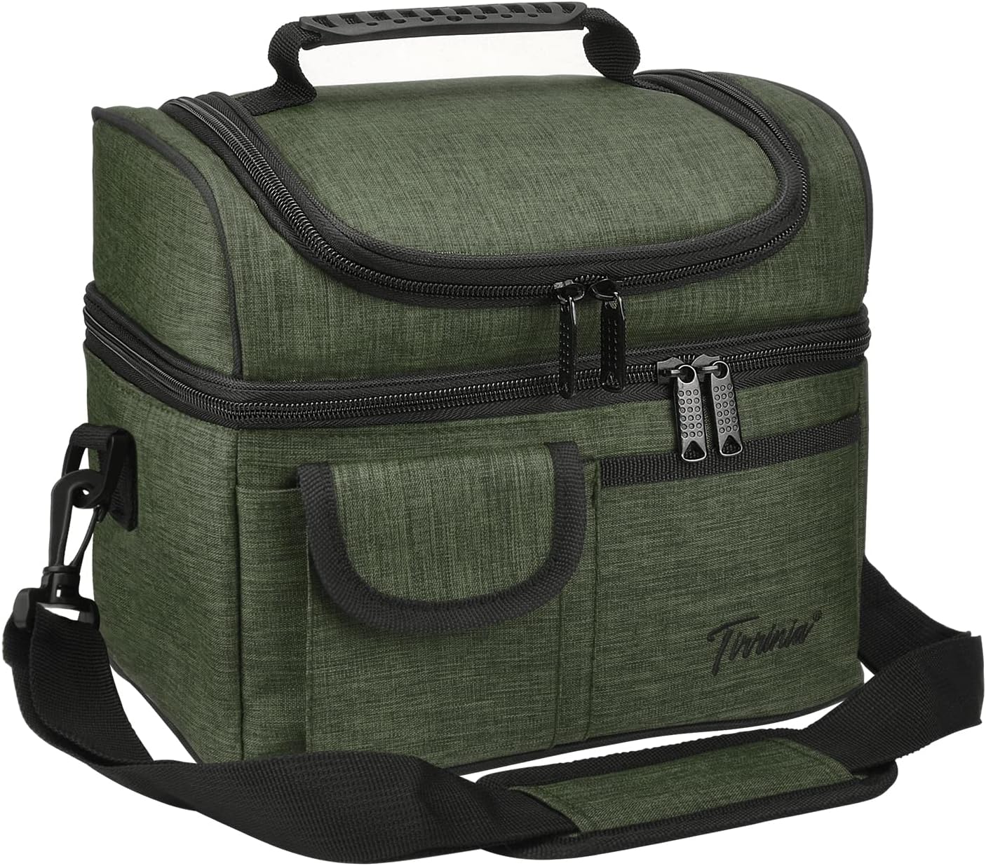 Tirrinia Bolsa de almuerzo aislada, a prueba de fugas, térmica Bento para mujeres y hombres, doble compartimento con correa para el hombro, 10.3 x