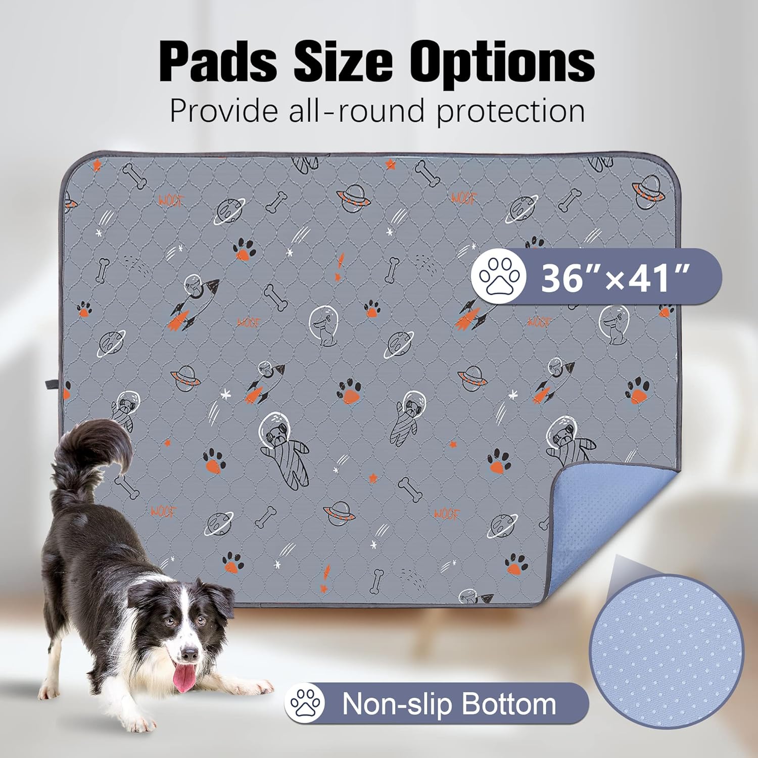 UPSKY Almohadillas lavables para orina para perros, paquete de 2 almohadillas para cachorros de 36 x 41 pulgadas, almohadillas reutilizables para