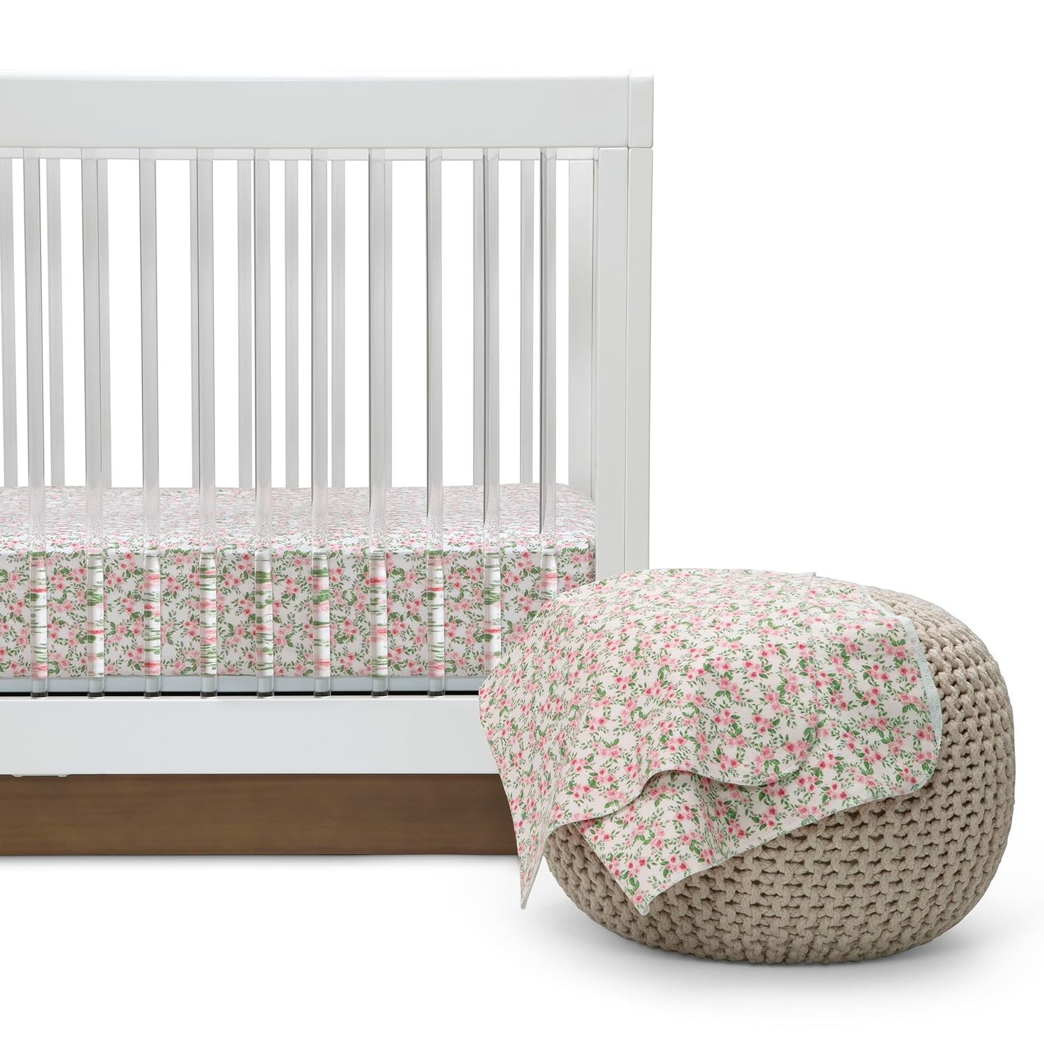 Delta Children Mantas de franela 100% algodón para niñas y niños, 30 x 30 pulgadas (paquete de 4), rosa floral