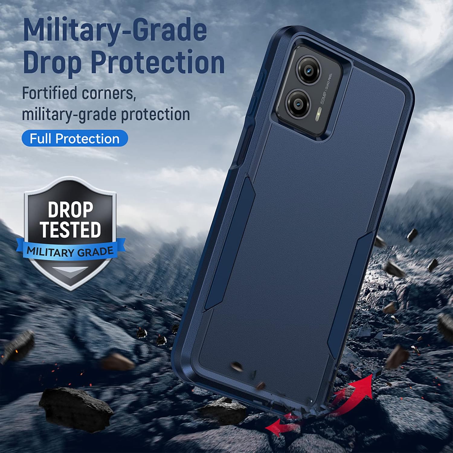 Funda para Moto G 5G 2023, Motorola G 5G 2023 con protector de pantalla prueba de caídas de grado militar, funda protectora resistente a prueba de